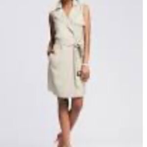 BR BANANA REPUBLIC BELTED TRENCH DRESS WASHED STONE M NEW WITH TAGS